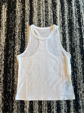 Beyond Yoga White Ribbed High-Neck Tank Top